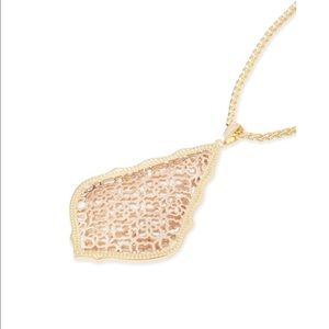 KENDRA SCOTT Aiden Gold Long Pendant Necklace in Rose Gold Filigree Mix